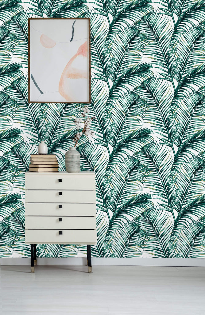 uniQstiQ Tropical Long Palm Leaves Wallpaper Wallpaper