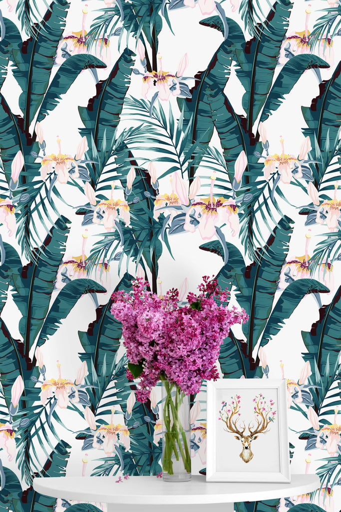 uniQstiQ Tropical Lovely Banana Leaves Wallpaper Wallpaper