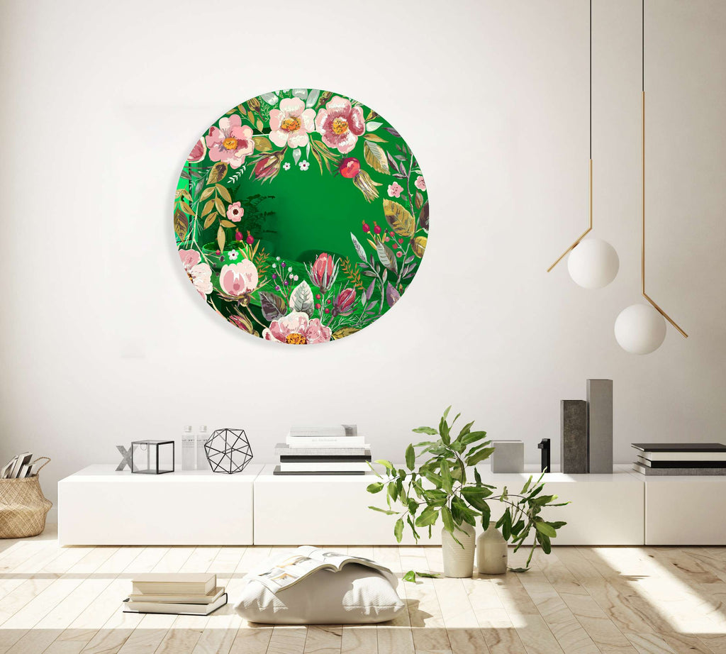 Vintage Berries Mural Mirrored Acrylic Circles Contemporary Home DǸcor Printed acrylic 