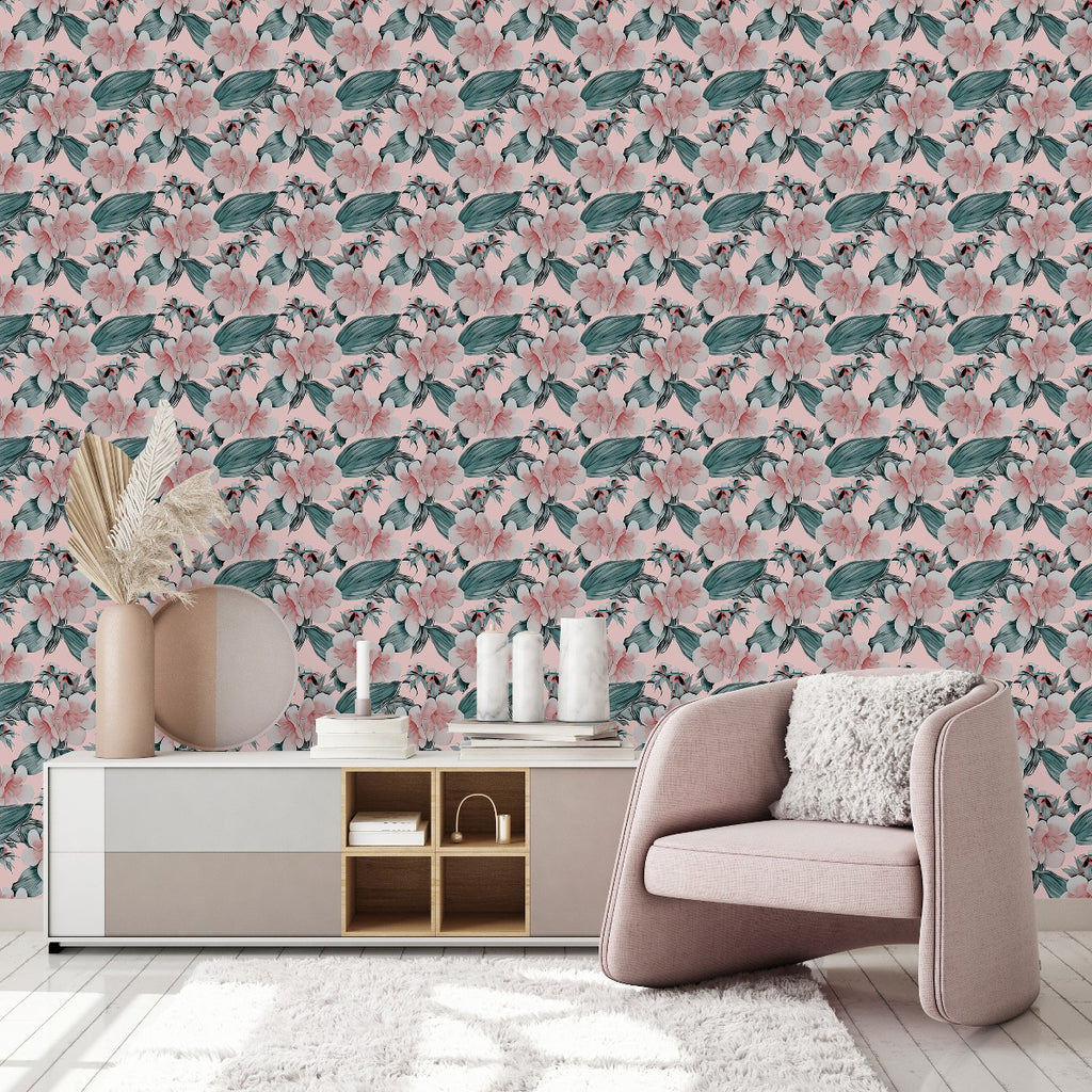 Pink Wallpaper with Gentle Flowers  uniQstiQ Floral