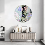 Meadow Flowers Mirrored Acrylic Circles Contemporary Home DǸcor Printed acrylic 