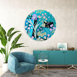 Meadow Flowers Mirrored Acrylic Circles Contemporary Home DǸcor Printed acrylic 