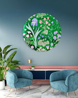 Meadow Flowers Mirrored Acrylic Circles Contemporary Home DǸcor Printed acrylic 