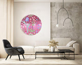 Meadow Flowers Mirrored Acrylic Circles Contemporary Home DǸcor Printed acrylic 