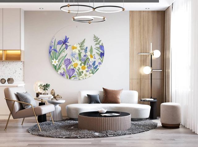 Meadow Flowers Printed Transparent Acrylic Circle - uniqstiq