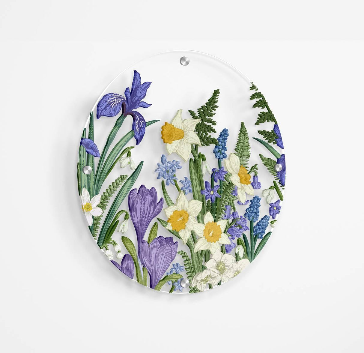 Meadow Flowers Printed Transparent Acrylic Circle - uniqstiq