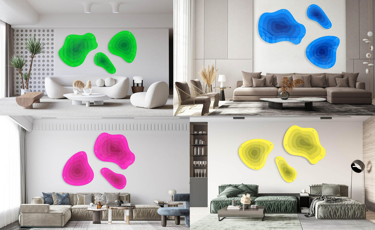 Multicolor Abstract Set of 3 Prints Acrylic Art Printed Wall Art - uniqstiq