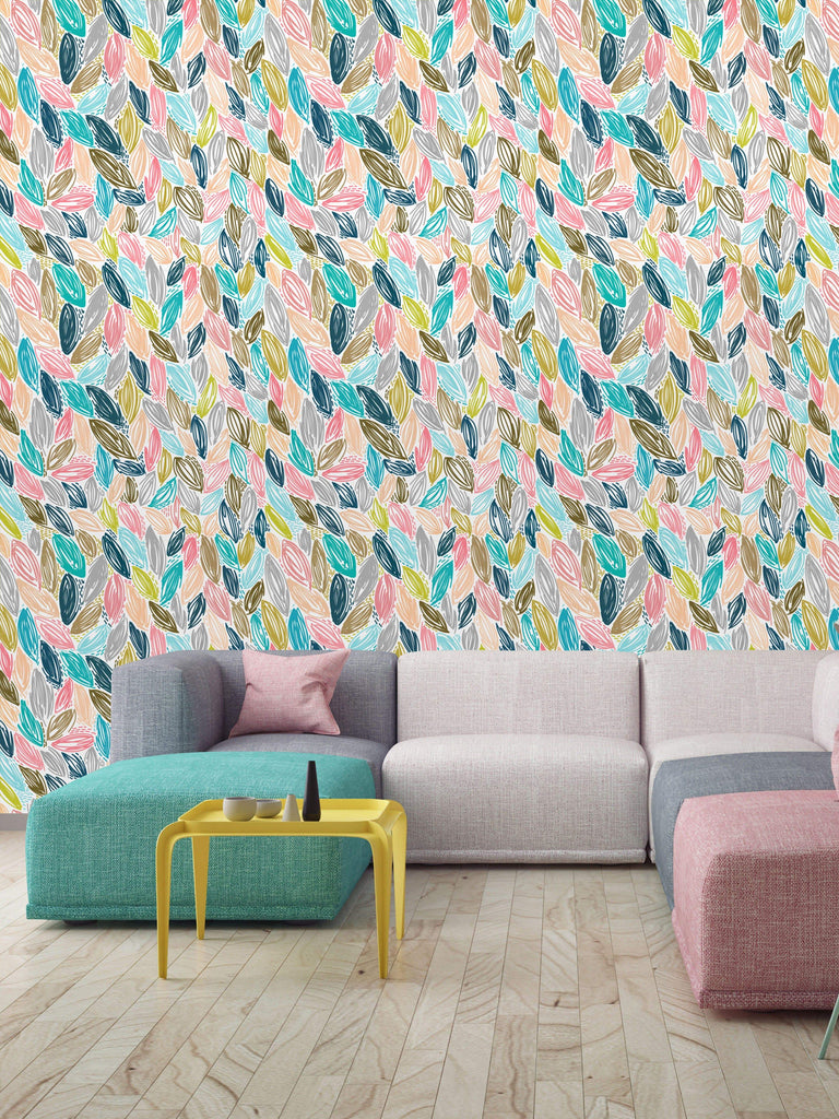 uniQstiQ Geometric Multicolor Leaves Wallpaper Wallpaper
