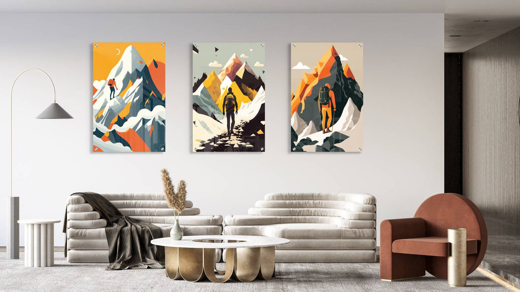 Climber Pattern Set of 3 Prints Modern Wall Art Modern Artwork Image 2