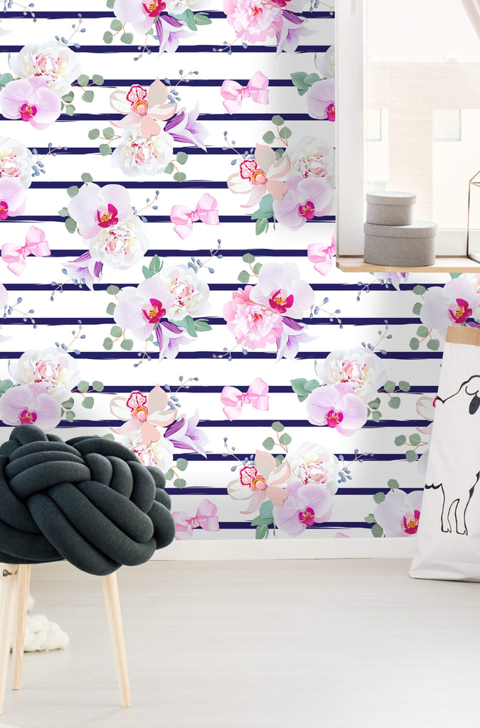 uniQstiQ Floral Nursery Pink Orchid Wallpaper Wallpaper
