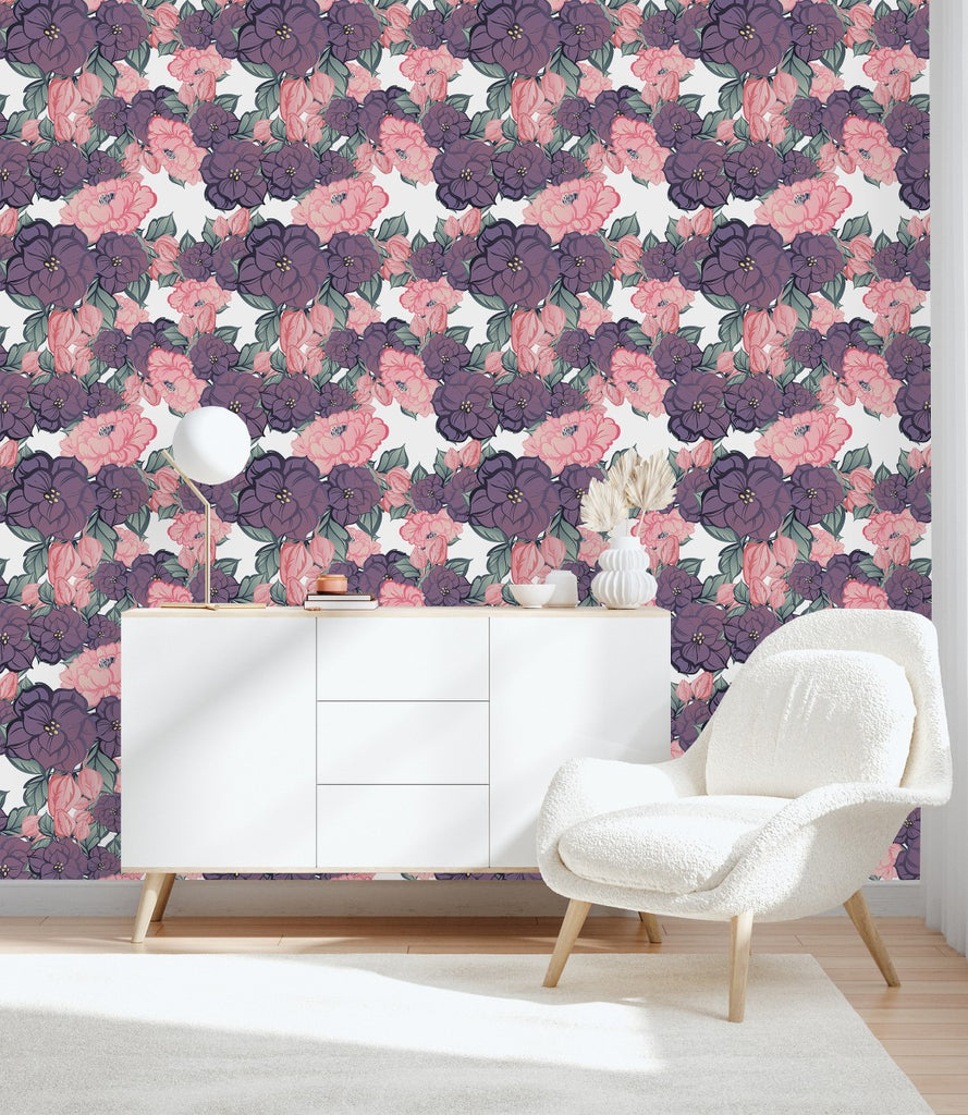 Pink and Lilac Flowers Wallpaper uniQstiQ Floral