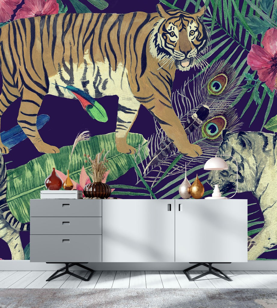 Tigers Pattern Wallpaper  uniQstiQ Long Murals