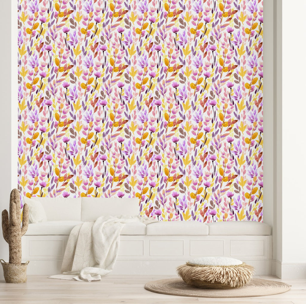 Yellow and Violet Wallpaper uniQstiQ Botanical