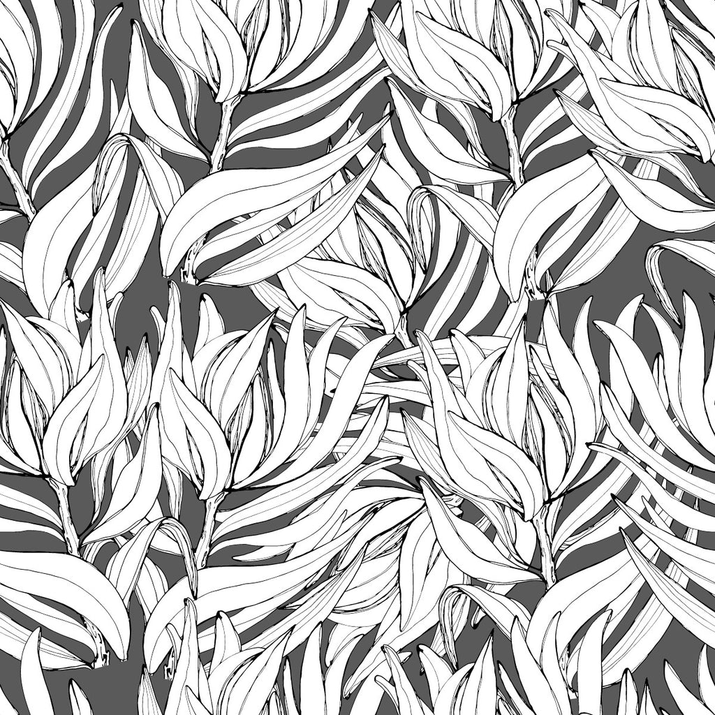 Dark Grey Wallpaper with Leaves  uniQstiQ Botanical