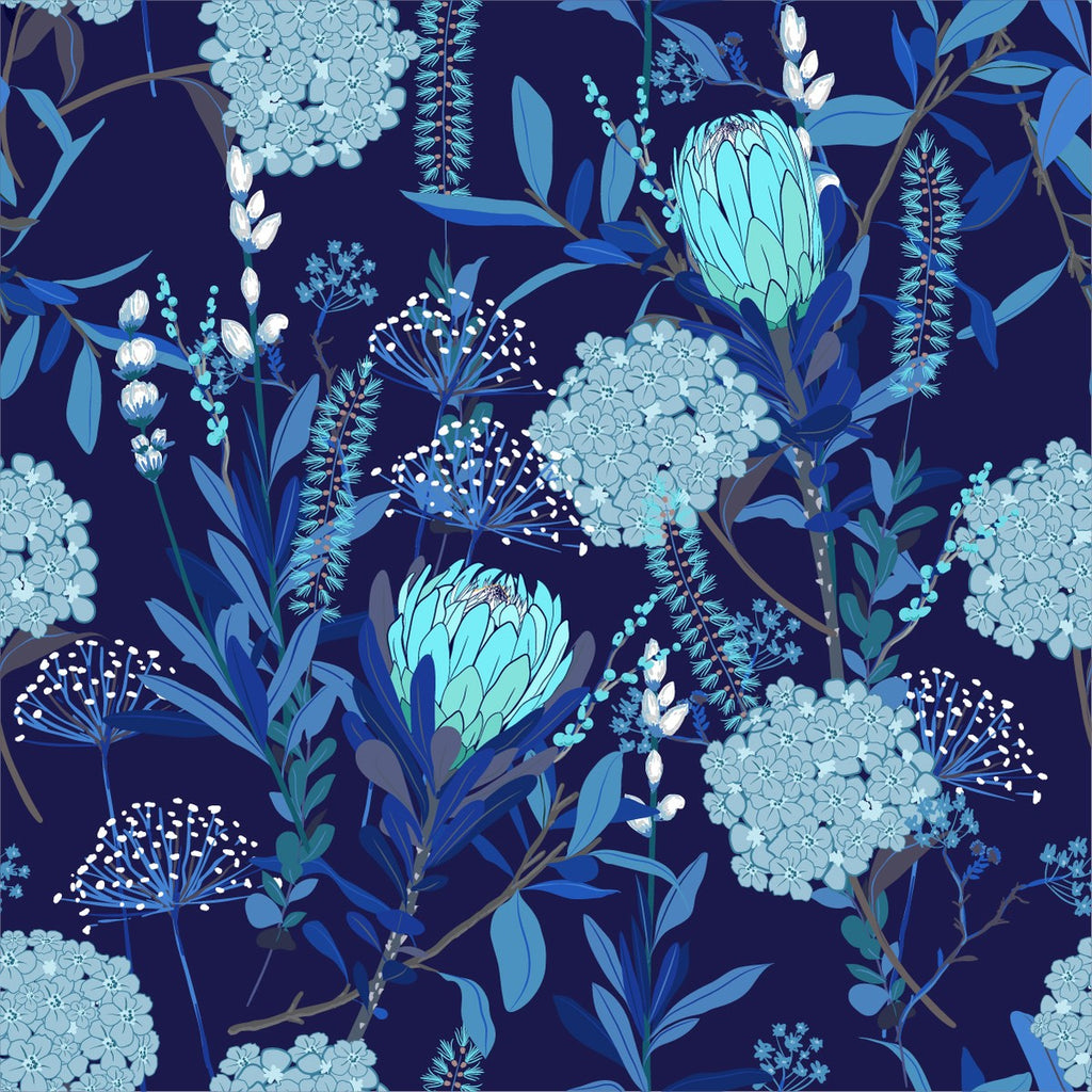 Blue Floral Wallpaper uniQstiQ Murals