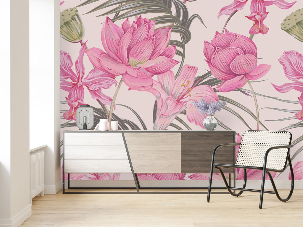 Pink Flowers Wallpaper  uniQstiQ Murals