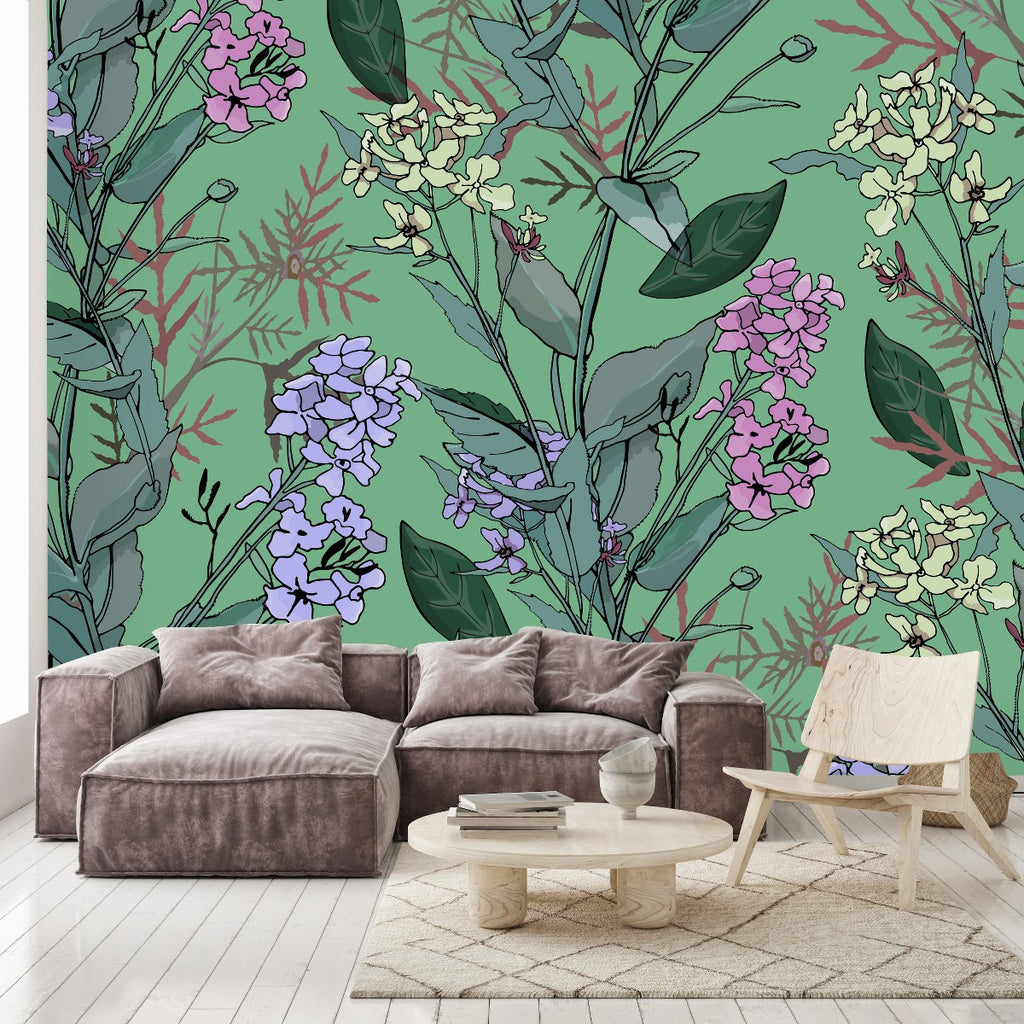 Green Floral Plants Wallpaper  uniQstiQ Long Murals