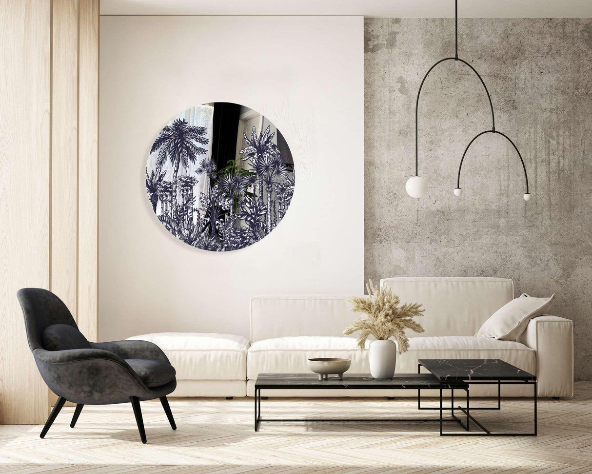 Palms Pattern Mirrored Acrylic Circles Contemporary Home DǸcor Printed acrylic 