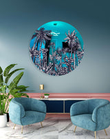 Palms Pattern Mirrored Acrylic Circles Contemporary Home DǸcor Printed acrylic 