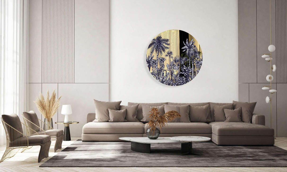 Palms Pattern Mirrored Acrylic Circles Contemporary Home DǸcor Printed acrylic 