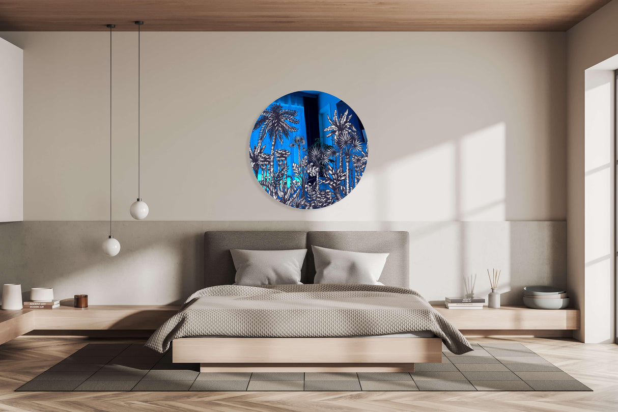Palms Pattern Mirrored Acrylic Circles Contemporary Home DǸcor Printed acrylic 