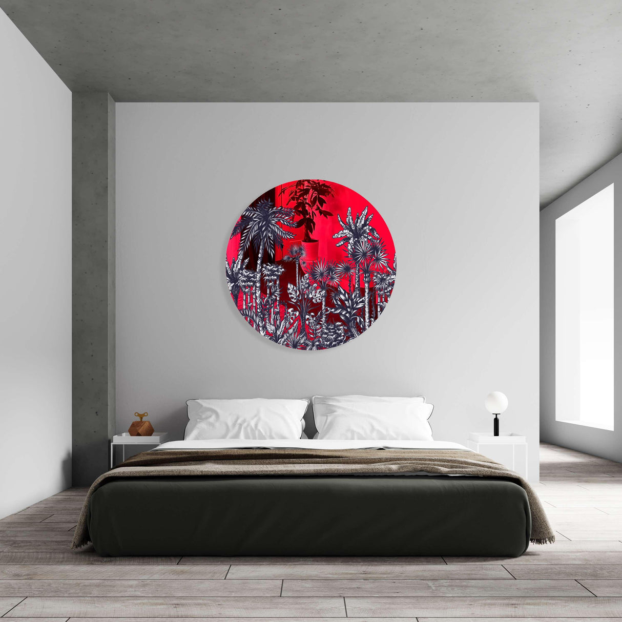 Palms Pattern Mirrored Acrylic Circles Contemporary Home DǸcor Printed acrylic 