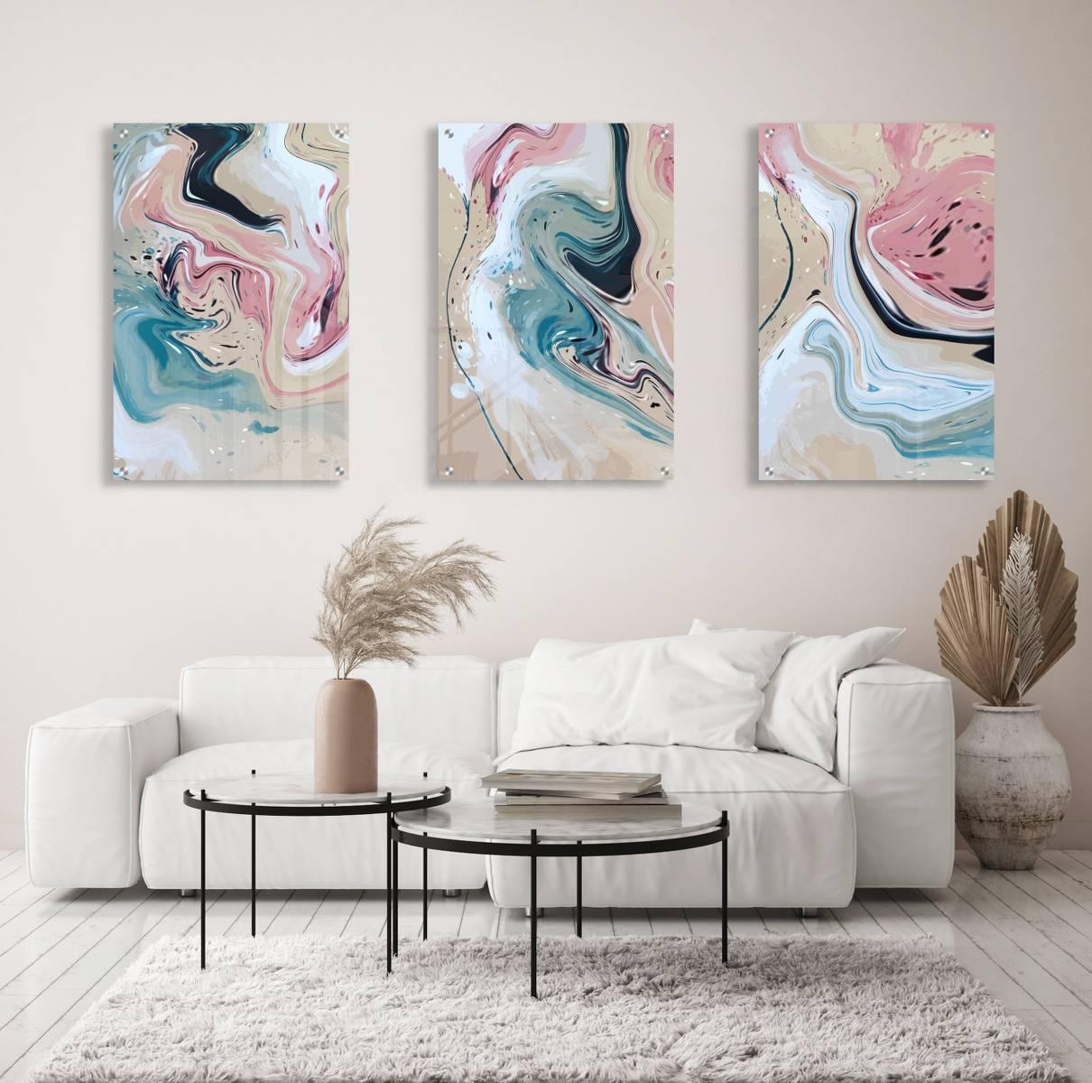 Pastel Color Pattern Set of 3 Prints Modern Wall Art Modern Artwork Image 1