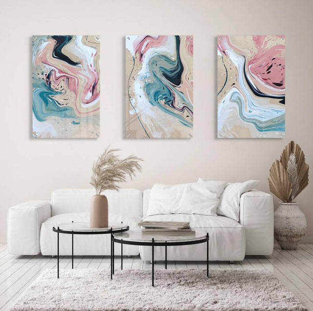 Pastel Color Pattern Set of 3 Prints Modern Wall Art Modern Artwork Image 1