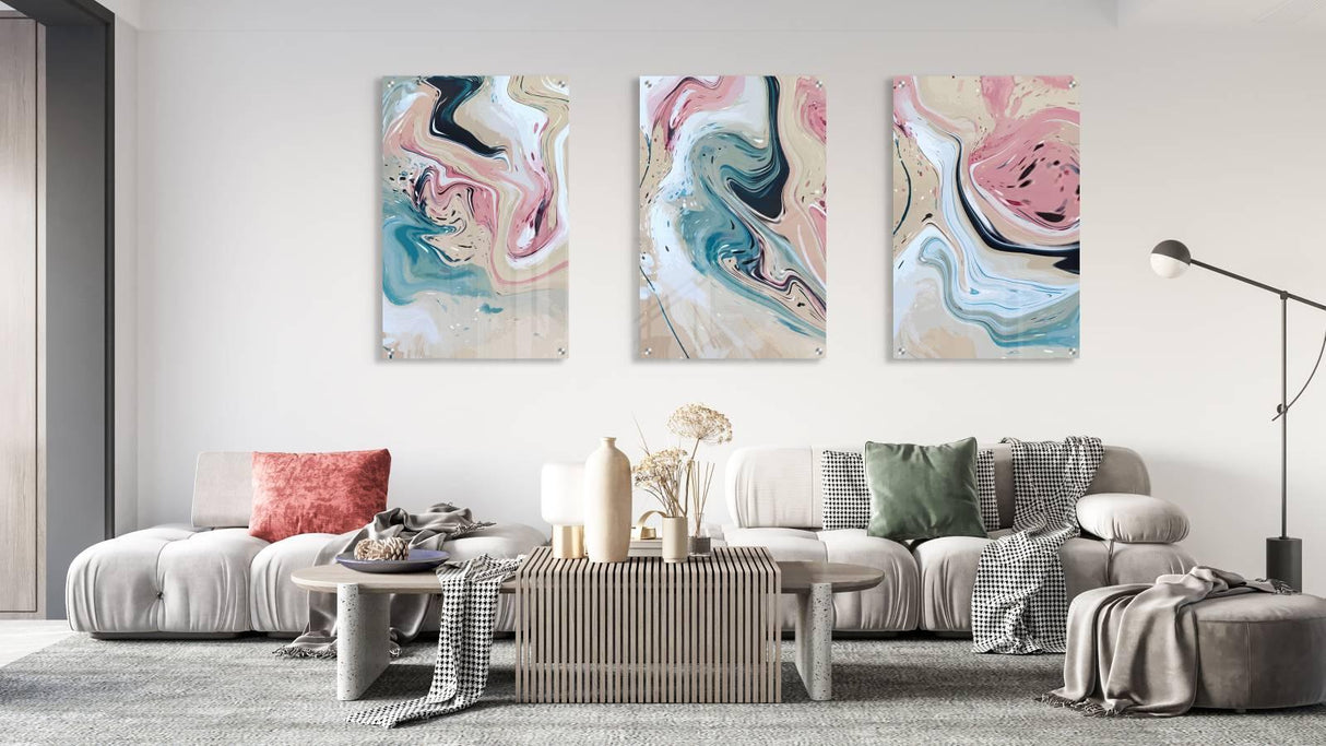 Pastel Color Pattern Set of 3 Prints Modern Wall Art Modern Artwork Image 2
