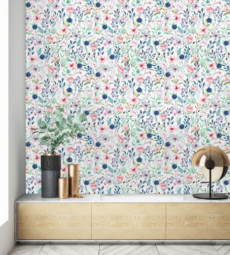 uniQstiQ Floral Pastel Field Flowers Wallpaper Wallpaper