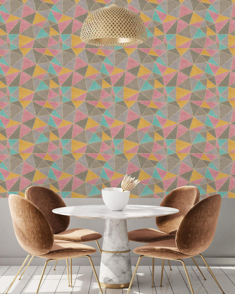 uniQstiQ Geometric Pastel Triangles Pattern Wallpaper Wallpaper
