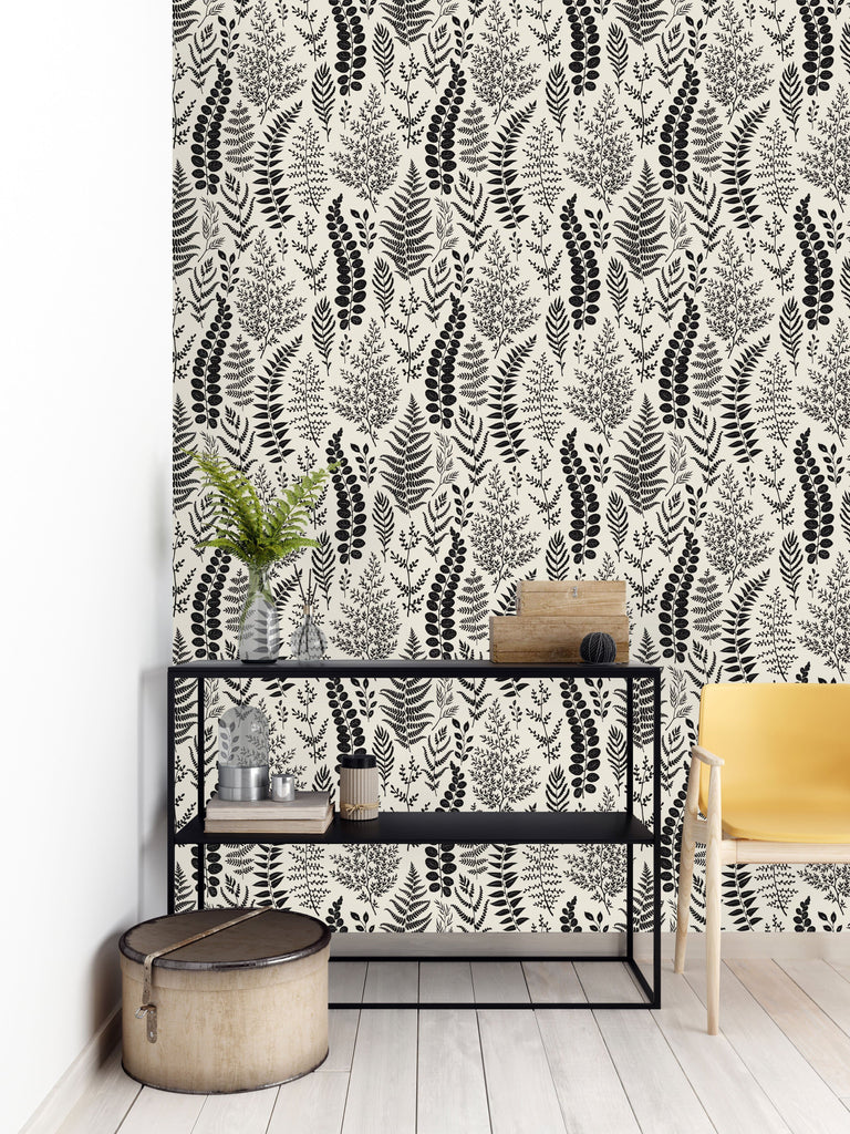 uniQstiQ Botanical Pattern of Leaves and Branches Wallpaper Wallpaper