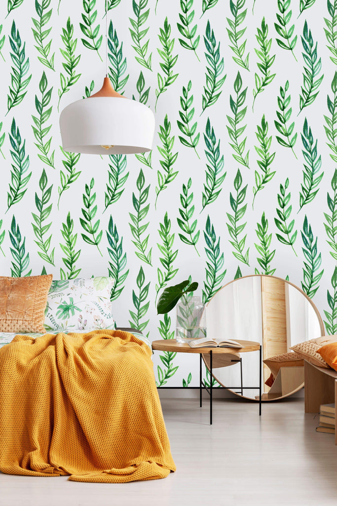 uniQstiQ Botanical Pattern with Fern Leaves Wallpaper Wallpaper
