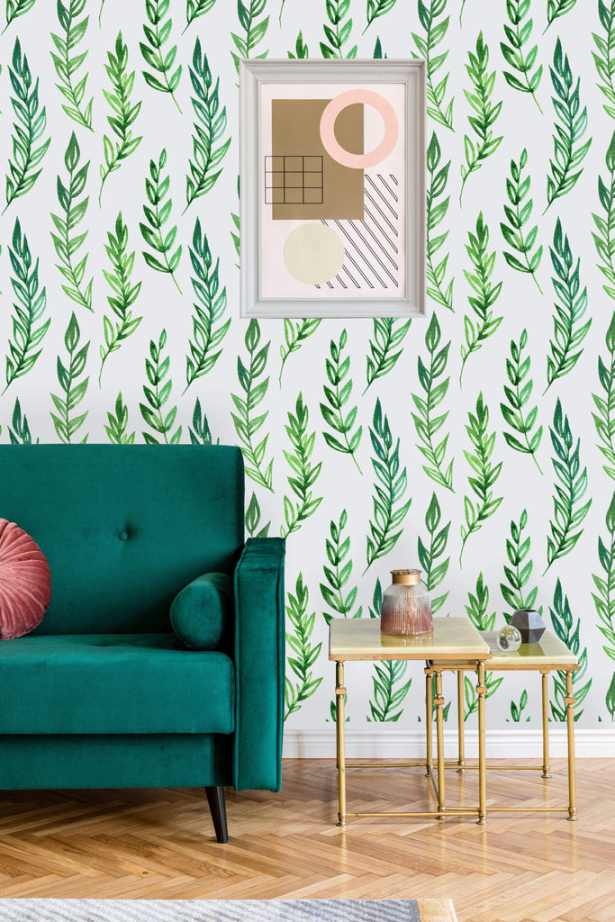 uniQstiQ Botanical Pattern with Fern Leaves Wallpaper Wallpaper