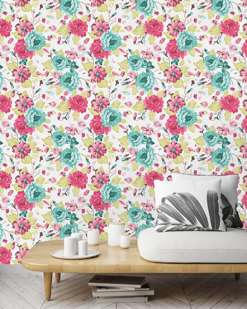 uniQstiQ Floral Pattern with Flowers Wallpaper Wallpaper