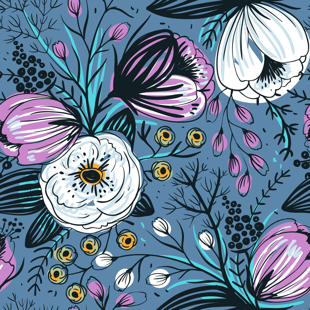 uniQstiQ Floral Pattern with Vintage Flowers Wallpaper Wallpaper
