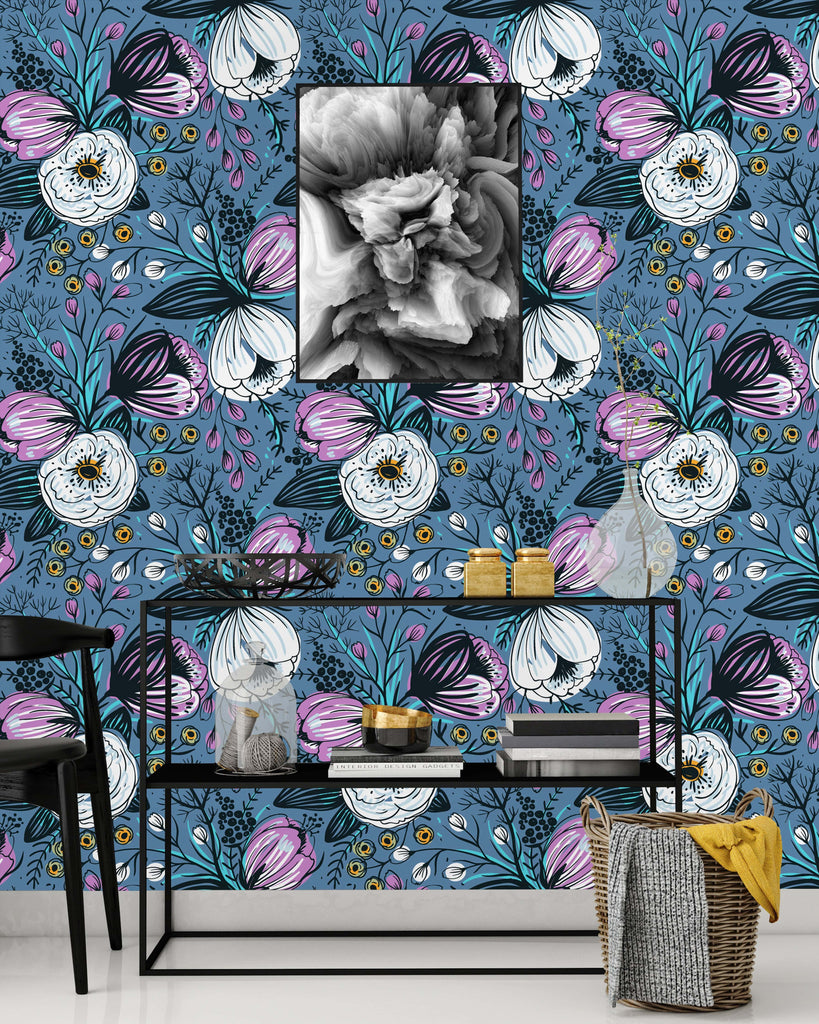 uniQstiQ Floral Pattern with Vintage Flowers Wallpaper Wallpaper