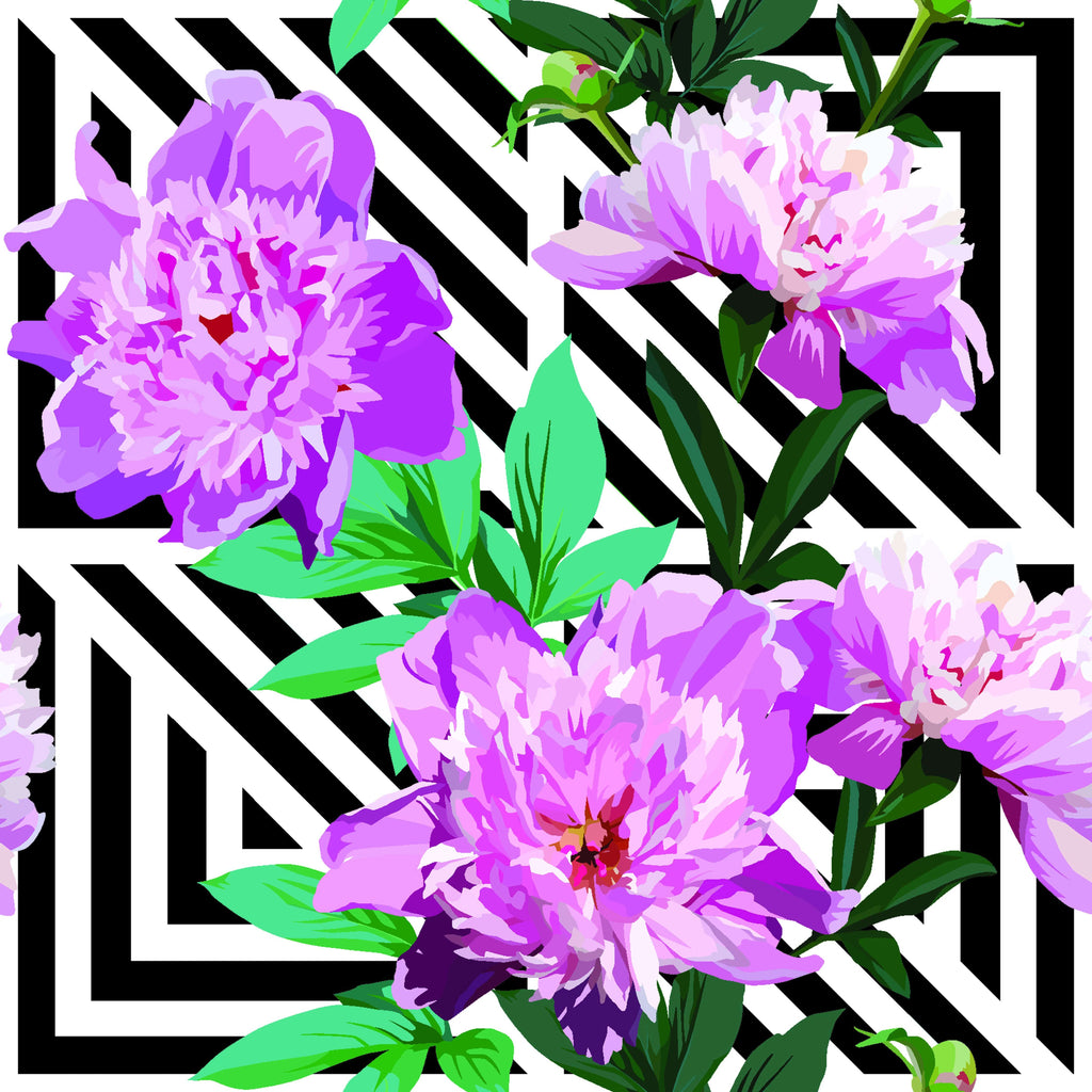 uniQstiQ Floral Peony on Geometric Background Wallpaper Wallpaper