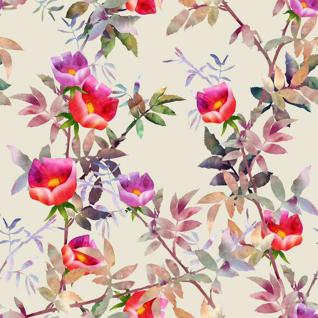 Beige Wallpaper with Flowers  uniQstiQ Floral