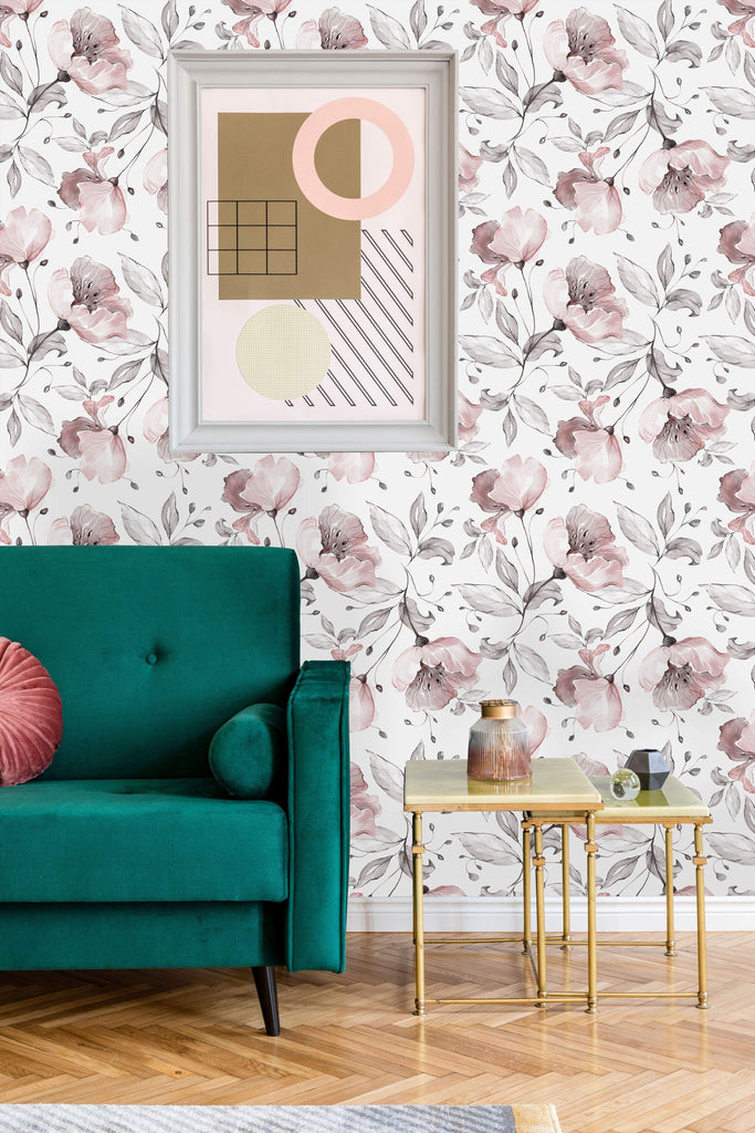 uniQstiQ Floral Pink Floral Wallpaper Wallpaper