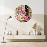 Pink Poppy Flowers Mirrored Acrylic Circles Contemporary Home DǸcor Printed acrylic 