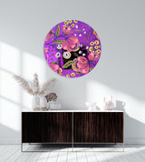 Pink Poppy Flowers Mirrored Acrylic Circles Contemporary Home DǸcor Printed acrylic 