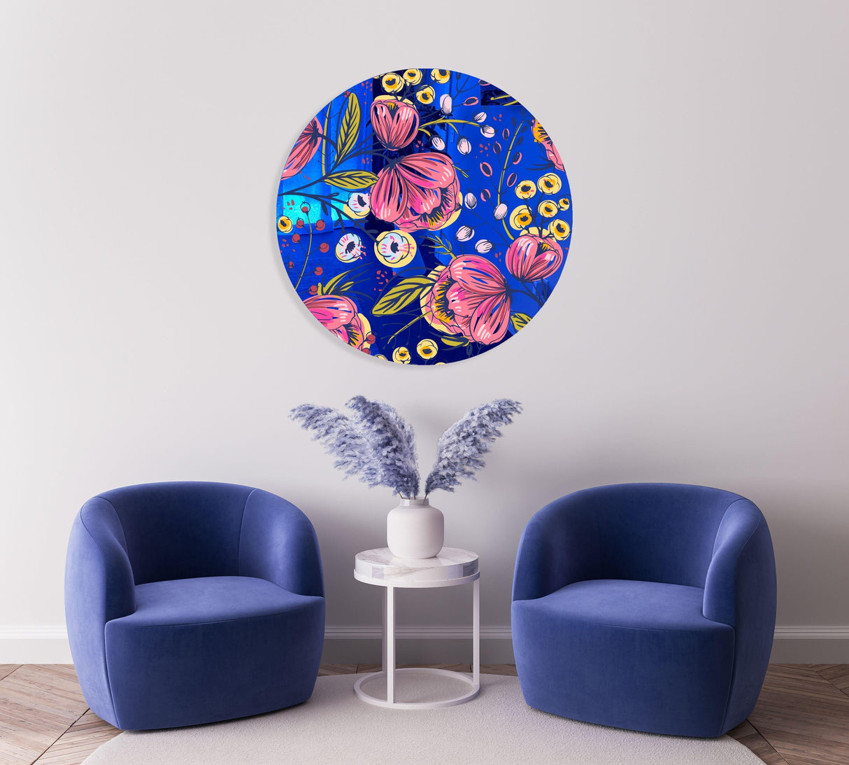 Pink Poppy Flowers Mirrored Acrylic Circles Contemporary Home DǸcor Printed acrylic 