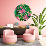 Pink Poppy Flowers Mirrored Acrylic Circles Contemporary Home DǸcor Printed acrylic 