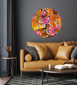 Pink Poppy Flowers Mirrored Acrylic Circles Contemporary Home DǸcor Printed acrylic 