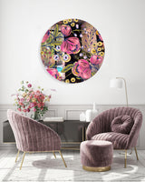 Pink Poppy Flowers Mirrored Acrylic Circles Contemporary Home DǸcor Printed acrylic 