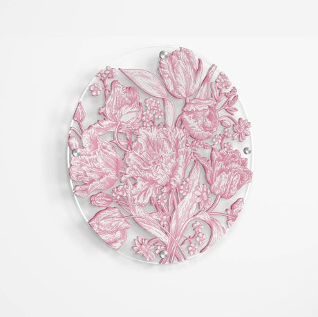 Pink Tulips Printed Transparent Acrylic Circle - uniqstiq