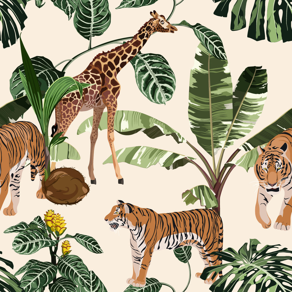 Tigers and Giraffe Wallpaper  uniQstiQ Tropical