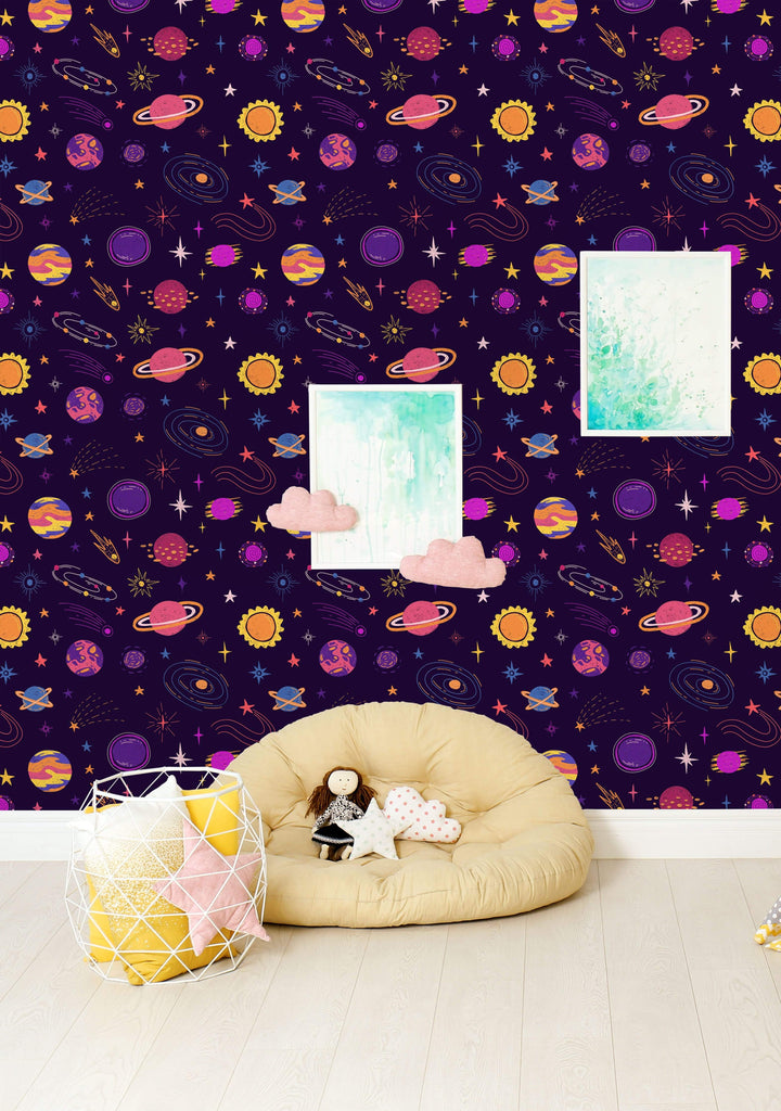 uniQstiQ Kids Planets Universe and Cosmic Star Wallpaper Wallpaper