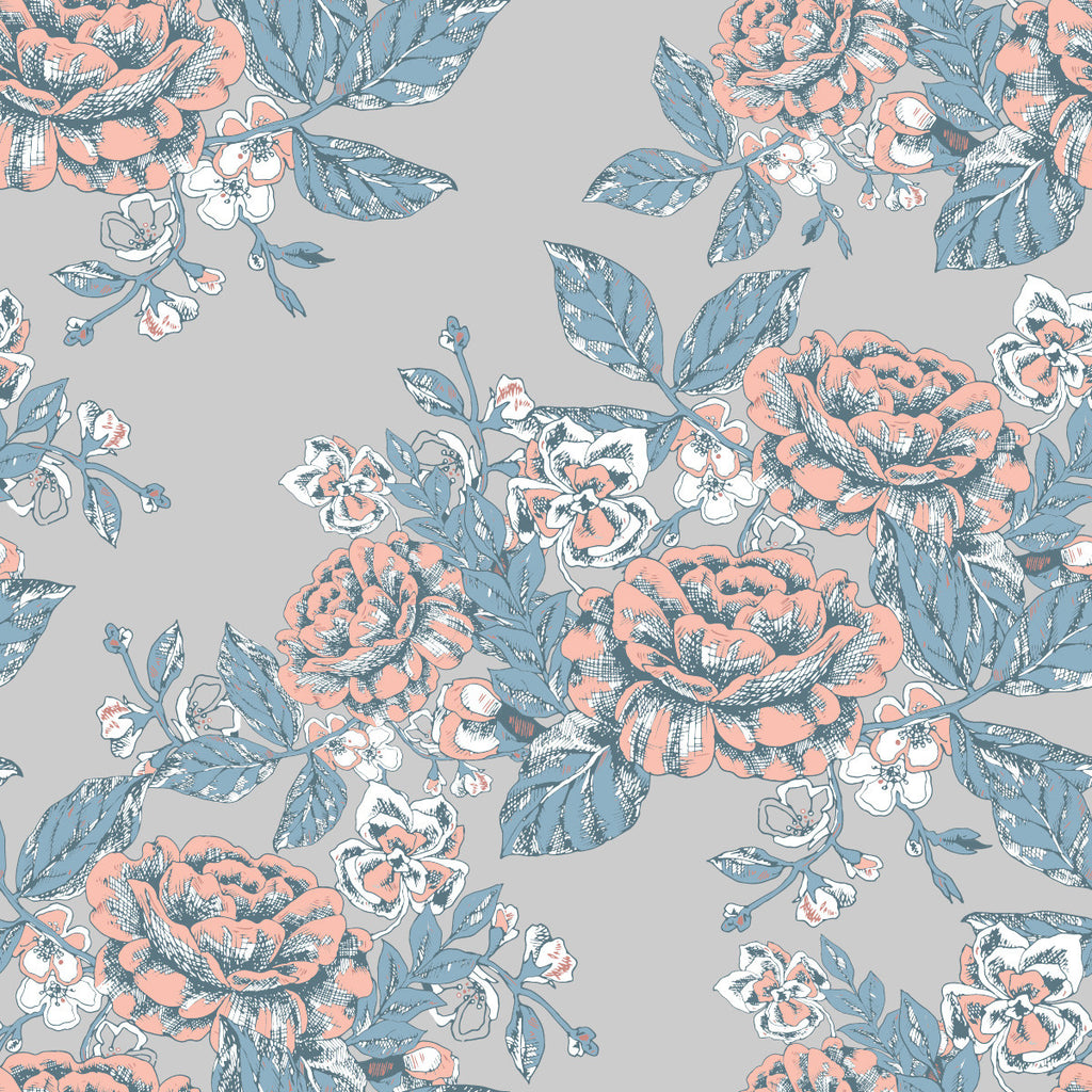 Grey Floral Wallpaper  uniQstiQ Floral